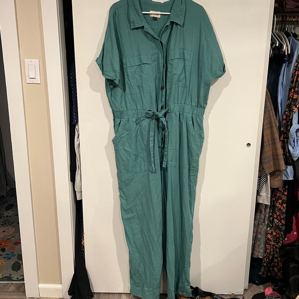 Universal Thread Green Utility Jumpsuit with Belted Waist